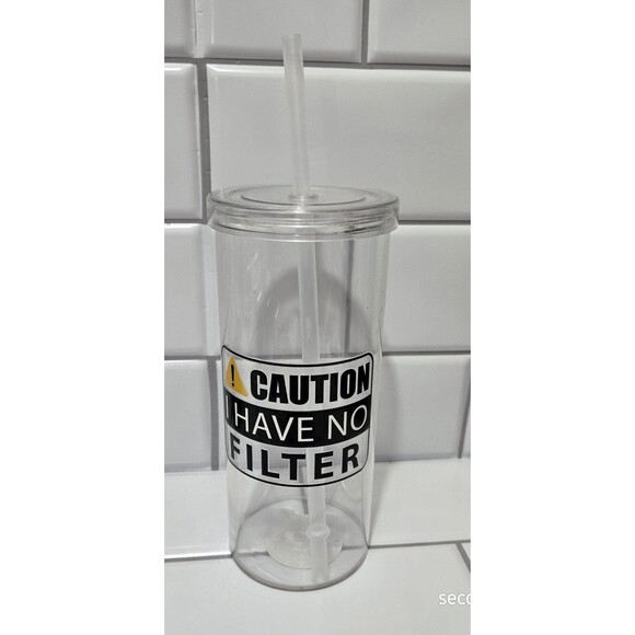 Snarky Mainstay Plastic 20 Oz  Water Cup W Straw Cold Drinks Only - Picture 1 of 2